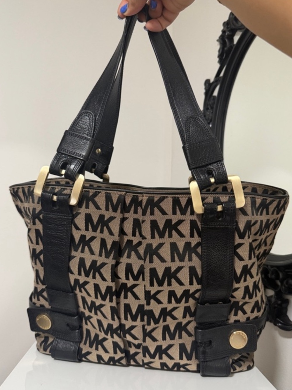 Michael Kors 2010 Beige and Black MK Monogram Tote bag